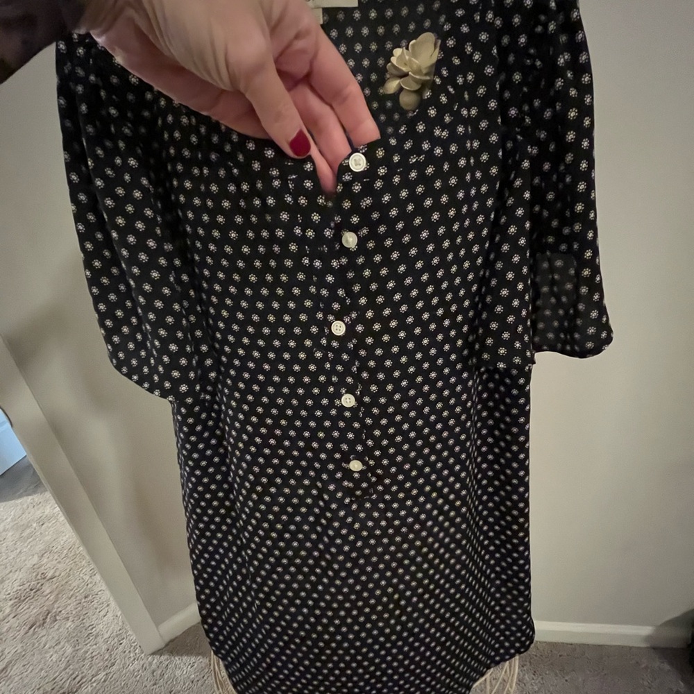 LOFT Black and White Patterned Blouse